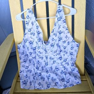 No Frills white w/blue floral tank top, size 2X NWT